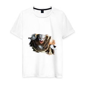 Мужская футболка хлопок с принтом Довакин (Dovahkiin) The Elder Scrolls V: Skyrim в Екатеринбурге, 100% хлопок | прямой крой, круглый вырез горловины, длина до линии бедер, слегка спущенное плечо. | игры | компьютерная игра | скайрим
