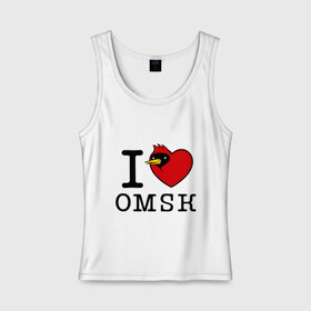 Женская майка хлопок с принтом I love Omsk (Я люблю Омск) в Екатеринбурге, 95% хлопок, 5% эластан |  | i love omsk | город | омич | омская птица | птица | я люблю омск