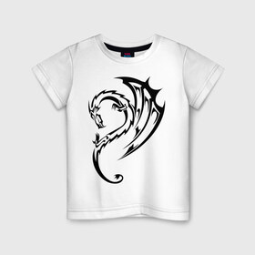 Детская футболка хлопок с принтом тату-дракон3 в Екатеринбурге, 100% хлопок | круглый вырез горловины, полуприлегающий силуэт, длина до линии бедер | dragon | tatu | дракон | тату | черный дракон