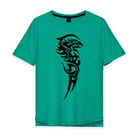 Мужская футболка хлопок Oversize с принтом тату-дракон4 в Екатеринбурге, 100% хлопок | свободный крой, круглый ворот, “спинка” длиннее передней части | Тематика изображения на принте: dragon | tatu | дракон | тату | черный дракон
