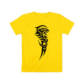 Детская футболка хлопок с принтом тату-дракон4 в Екатеринбурге, 100% хлопок | круглый вырез горловины, полуприлегающий силуэт, длина до линии бедер | dragon | tatu | дракон | тату | черный дракон