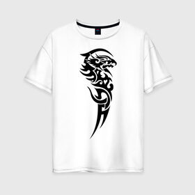 Женская футболка хлопок Oversize с принтом тату-дракон4 в Екатеринбурге, 100% хлопок | свободный крой, круглый ворот, спущенный рукав, длина до линии бедер
 | Тематика изображения на принте: dragon | tatu | дракон | тату | черный дракон