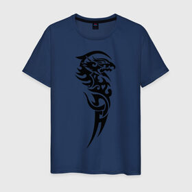 Мужская футболка хлопок с принтом тату-дракон4 в Екатеринбурге, 100% хлопок | прямой крой, круглый вырез горловины, длина до линии бедер, слегка спущенное плечо. | Тематика изображения на принте: dragon | tatu | дракон | тату | черный дракон