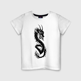 Детская футболка хлопок с принтом тату-дракон5 в Екатеринбурге, 100% хлопок | круглый вырез горловины, полуприлегающий силуэт, длина до линии бедер | dragon | tatu | дракон | тату | черный дракон
