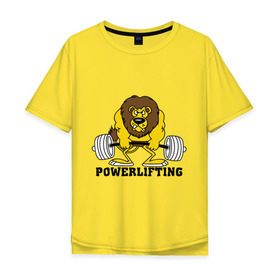 Мужская футболка хлопок Oversize с принтом Лев Powerlifting в Екатеринбурге, 100% хлопок | свободный крой, круглый ворот, “спинка” длиннее передней части | бодибилдинг | гантеля | кач | качалочка | качок | лев | мускулы | мышцы | пауэрлифтинг | тренажерка