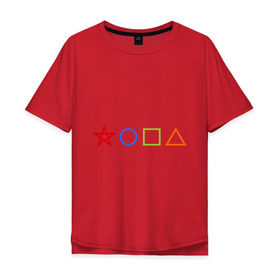 Мужская футболка хлопок Oversize с принтом Жопа геометрическая в Екатеринбурге, 100% хлопок | свободный крой, круглый ворот, “спинка” длиннее передней части | геометрия | звезда | квадрат | круг | треугольник | фигуры | черчение