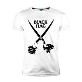 Мужская футболка премиум с принтом Black Flag (1) в Екатеринбурге, 92% хлопок, 8% лайкра | приталенный силуэт, круглый вырез ворота, длина до линии бедра, короткий рукав | hard | hardcor | hardcore | hardstyle | rock | ножницы | рок | руки | хард | хард рок