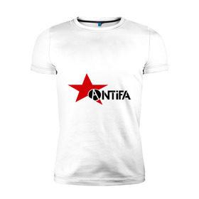 Мужская футболка премиум с принтом Antifa (4) в Екатеринбурге, 92% хлопок, 8% лайкра | приталенный силуэт, круглый вырез ворота, длина до линии бедра, короткий рукав | антифа | антифашизм | звезда | организация | политическая