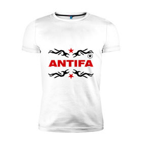 Мужская футболка премиум с принтом Antifa (5) в Екатеринбурге, 92% хлопок, 8% лайкра | приталенный силуэт, круглый вырез ворота, длина до линии бедра, короткий рукав | антифа | антифашизм | звезда | организация | политическая
