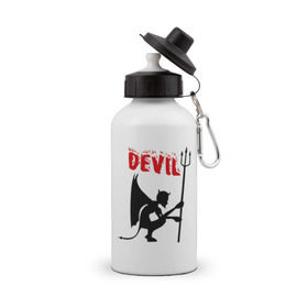 Бутылка спортивная с принтом Devil (3) в Екатеринбурге, металл | емкость — 500 мл, в комплекте две пластиковые крышки и карабин для крепления | бесенок | демон | дьявол | дьяволенок | монстрик | чертик