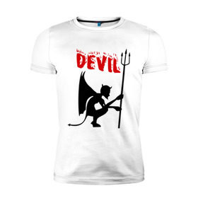 Мужская футболка премиум с принтом Devil (3) в Екатеринбурге, 92% хлопок, 8% лайкра | приталенный силуэт, круглый вырез ворота, длина до линии бедра, короткий рукав | бесенок | демон | дьявол | дьяволенок | монстрик | чертик