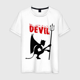Мужская футболка хлопок с принтом Devil (3) в Екатеринбурге, 100% хлопок | прямой крой, круглый вырез горловины, длина до линии бедер, слегка спущенное плечо. | бесенок | демон | дьявол | дьяволенок | монстрик | чертик