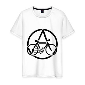 Мужская футболка хлопок с принтом Anarchy Bike в Екатеринбурге, 100% хлопок | прямой крой, круглый вырез горловины, длина до линии бедер, слегка спущенное плечо. | anarchy | bike | анархизм | анархия | байк | велик | велосипед | велосипед анархия