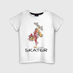 Детская футболка хлопок с принтом Скейтбордист на борде в Екатеринбурге, 100% хлопок | круглый вырез горловины, полуприлегающий силуэт, длина до линии бедер | 