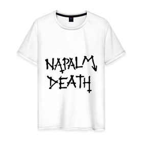 Мужская футболка хлопок с принтом Napalm death лого в Екатеринбурге, 100% хлопок | прямой крой, круглый вырез горловины, длина до линии бедер, слегка спущенное плечо. | death metal
