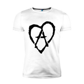 Мужская футболка премиум с принтом Анархия в сердце в Екатеринбурге, 92% хлопок, 8% лайкра | приталенный силуэт, круглый вырез ворота, длина до линии бедра, короткий рукав | анархизм | анархия | музыка | сердце