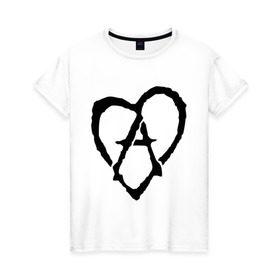 Женская футболка хлопок с принтом Анархия в сердце в Екатеринбурге, 100% хлопок | прямой крой, круглый вырез горловины, длина до линии бедер, слегка спущенное плечо | анархизм | анархия | музыка | сердце