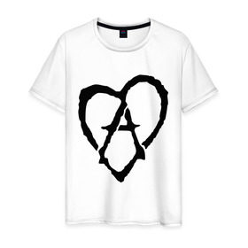 Мужская футболка хлопок с принтом Анархия в сердце в Екатеринбурге, 100% хлопок | прямой крой, круглый вырез горловины, длина до линии бедер, слегка спущенное плечо. | анархизм | анархия | музыка | сердце