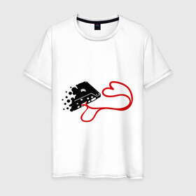 Мужская футболка хлопок с принтом Кассета любви в Екатеринбурге, 100% хлопок | прямой крой, круглый вырез горловины, длина до линии бедер, слегка спущенное плечо. | 
