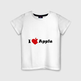Детская футболка хлопок с принтом я люблю яблоко в Екатеринбурге, 100% хлопок | круглый вырез горловины, полуприлегающий силуэт, длина до линии бедер | apple | антибренд | люблю эпл | я люблю apple | яблоко