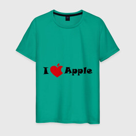 Мужская футболка хлопок с принтом я люблю яблоко в Екатеринбурге, 100% хлопок | прямой крой, круглый вырез горловины, длина до линии бедер, слегка спущенное плечо. | apple | антибренд | люблю эпл | я люблю apple | яблоко