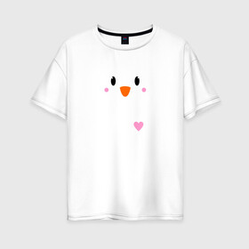 Женская футболка хлопок Oversize с принтом Привет от пингвина в Екатеринбурге, 100% хлопок | свободный крой, круглый ворот, спущенный рукав, длина до линии бедер
 | пингвин