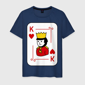 Мужская футболка хлопок с принтом Король парная в Екатеринбурге, 100% хлопок | прямой крой, круглый вырез горловины, длина до линии бедер, слегка спущенное плечо. | влюбленным | для влюбленных | для двоих | для пар | карточная масть | карты | колода | король | парная | парные