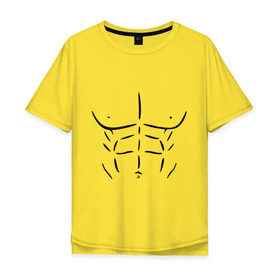Мужская футболка хлопок Oversize с принтом мужской торс в Екатеринбурге, 100% хлопок | свободный крой, круглый ворот, “спинка” длиннее передней части | атлет | бицепсы | голое тело | грудь | качок | мужское тело | мускулы | мышцы | пресс | рельеф | тело