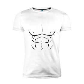 Мужская футболка премиум с принтом мужской торс в Екатеринбурге, 92% хлопок, 8% лайкра | приталенный силуэт, круглый вырез ворота, длина до линии бедра, короткий рукав | атлет | бицепсы | голое тело | грудь | качок | мужское тело | мускулы | мышцы | пресс | рельеф | тело