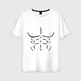 Женская футболка хлопок Oversize с принтом мужской торс в Екатеринбурге, 100% хлопок | свободный крой, круглый ворот, спущенный рукав, длина до линии бедер
 | атлет | бицепсы | голое тело | грудь | качок | мужское тело | мускулы | мышцы | пресс | рельеф | тело