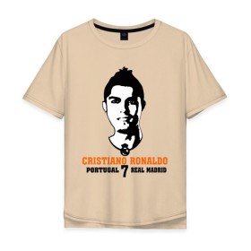 Мужская футболка хлопок Oversize с принтом Cristiano Ronaldo 7 в Екатеринбурге, 100% хлопок | свободный крой, круглый ворот, “спинка” длиннее передней части | роналдо