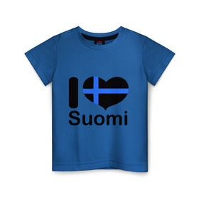 Детская футболка хлопок с принтом Love Suomi в Екатеринбурге, 100% хлопок | круглый вырез горловины, полуприлегающий силуэт, длина до линии бедер | suomi | курорты | курорты финляндии | люблю финляндию | отдых | финляндия