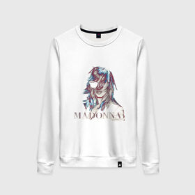 Женский свитшот хлопок с принтом Madonna в Екатеринбурге, 100% хлопок | прямой крой, круглый вырез, на манжетах и по низу широкая трикотажная резинка  | madona | madonna | знаменитость | знаменитые личности | мадона | мадонна | музыка | портрет