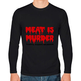 Мужской лонгслив хлопок с принтом Мясо это вкусное убийство в Екатеринбурге, 100% хлопок |  | Тематика изображения на принте: meat is murder | веген | вегетарианство | кровь | мясо