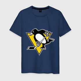 Мужская футболка хлопок с принтом Pittsburgh Penguins (10) в Екатеринбурге, 100% хлопок | прямой крой, круглый вырез горловины, длина до линии бедер, слегка спущенное плечо. | Тематика изображения на принте: пингвин