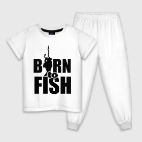 Детская пижама хлопок с принтом Born to fish в Екатеринбурге, 100% хлопок |  брюки и футболка прямого кроя, без карманов, на брюках мягкая резинка на поясе и по низу штанин
 | born to fish | для рыбака | крючок | на крючке | рыба | рыбак | рыбаку | рыбалка | улов