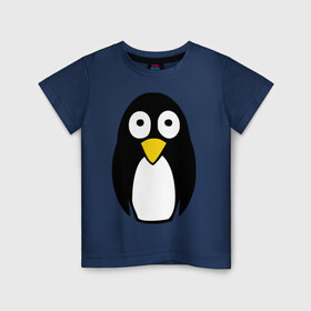 Детская футболка хлопок с принтом Милый пингвин в Екатеринбурге, 100% хлопок | круглый вырез горловины, полуприлегающий силуэт, длина до линии бедер | Тематика изображения на принте: пингвин