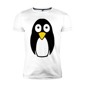 Мужская футболка премиум с принтом Милый пингвин в Екатеринбурге, 92% хлопок, 8% лайкра | приталенный силуэт, круглый вырез ворота, длина до линии бедра, короткий рукав | пингвин