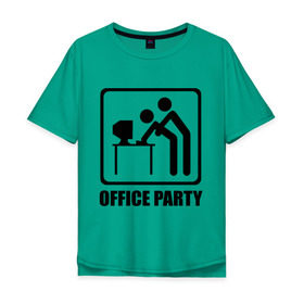 Мужская футболка хлопок Oversize с принтом Office Party в Екатеринбурге, 100% хлопок | свободный крой, круглый ворот, “спинка” длиннее передней части | ofice | зарплата | коллеги | компьютер | начальник | офис | работа | работник | сотрудники