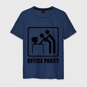 Мужская футболка хлопок с принтом Office Party в Екатеринбурге, 100% хлопок | прямой крой, круглый вырез горловины, длина до линии бедер, слегка спущенное плечо. | ofice | зарплата | коллеги | компьютер | начальник | офис | работа | работник | сотрудники
