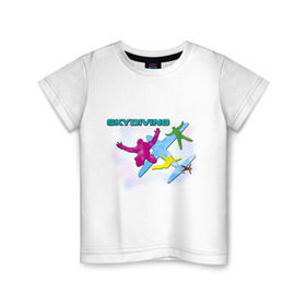 Детская футболка хлопок с принтом SkyDiving принт в Екатеринбурге, 100% хлопок | круглый вырез горловины, полуприлегающий силуэт, длина до линии бедер | sky diving | воздушный | параплан | парашут | парашют | прыжки | самолет | скай дайвинг | скайдайвинг