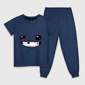 Детская пижама хлопок с принтом Super Meat Boy: Face в Екатеринбурге, 100% хлопок |  брюки и футболка прямого кроя, без карманов, на брюках мягкая резинка на поясе и по низу штанин
 | зубастик | зубы | игра | компьютерные игры | лицо | рожа | рожица