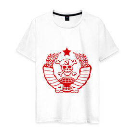 Мужская футболка хлопок с принтом Вровской герб в Екатеринбурге, 100% хлопок | прямой крой, круглый вырез горловины, длина до линии бедер, слегка спущенное плечо. | в законе | воры | заключенные | звезда | кости | мир | наколка | ссср | татуировка | тюремные | череп