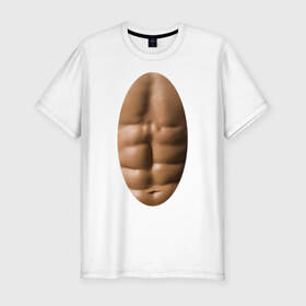 Мужская футболка премиум с принтом мужское тело в Екатеринбурге, 92% хлопок, 8% лайкра | приталенный силуэт, круглый вырез ворота, длина до линии бедра, короткий рукав | мышцы | обнаженное тело | пресс