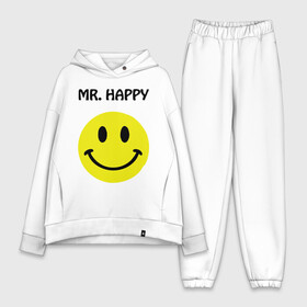 Женский костюм хлопок Oversize с принтом мистер счастье в Екатеринбурге,  |  | happy | mr. happy | smile | мистер хэппи | рожица | смайл | смайлик | счастье