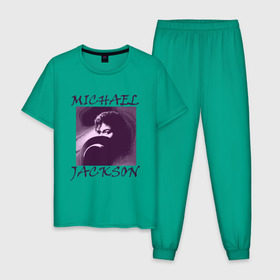 Мужская пижама хлопок с принтом Michael Jackson с шляпой в Екатеринбурге, 100% хлопок | брюки и футболка прямого кроя, без карманов, на брюках мягкая резинка на поясе и по низу штанин
 | Тематика изображения на принте: mj | исполнитель | майкл джексон | музыка | певец | поп музыка