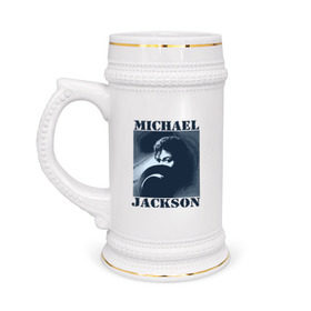 Кружка пивная с принтом Michael Jackson с шляпой (2) в Екатеринбурге,  керамика (Материал выдерживает высокую температуру, стоит избегать резкого перепада температур) |  объем 630 мл | mj | в шляпе | исполнитель | майкл джексон | музыка | певец | поп музыка | шляпа