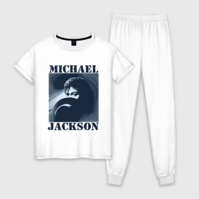 Женская пижама хлопок с принтом Michael Jackson с шляпой (2) в Екатеринбурге, 100% хлопок | брюки и футболка прямого кроя, без карманов, на брюках мягкая резинка на поясе и по низу штанин | mj | в шляпе | исполнитель | майкл джексон | музыка | певец | поп музыка | шляпа