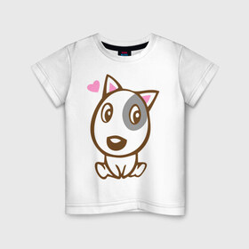 Детская футболка хлопок с принтом Doggy in love в Екатеринбурге, 100% хлопок | круглый вырез горловины, полуприлегающий силуэт, длина до линии бедер | влюбленная собака | дог | пес | собака | собачка | щенок