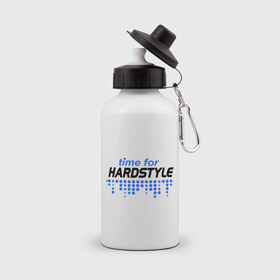 Бутылка спортивная с принтом Time for Hardstyle в Екатеринбурге, металл | емкость — 500 мл, в комплекте две пластиковые крышки и карабин для крепления | 